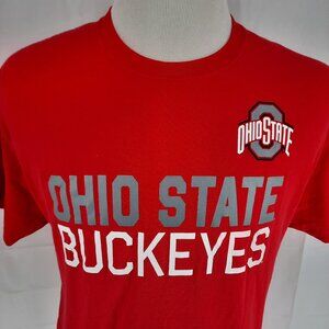 Ohio State University Buckeyes Red T-Shirt Adult Size L Russell Logo Spell Out